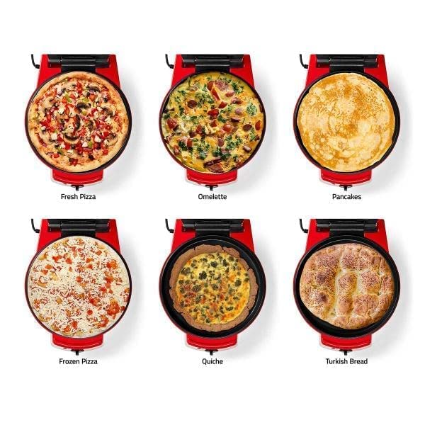 Nedis Pizza, Dosa, Pancake, Roti Maker | 30 cm | 230°C Adjustable temperature control | 1800 W | Non-Stick Coating Toaster, Griller, Tandoor, Barbecue | ABS Aluminium | Red - Image 5