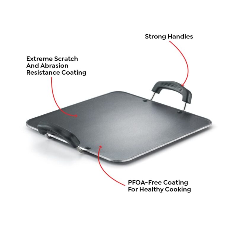 Prestige Aluminium Omega Select Plus Residue Free Non-Stick Heavy Gauge Square Tawa, 30 cm, Black - Image 4