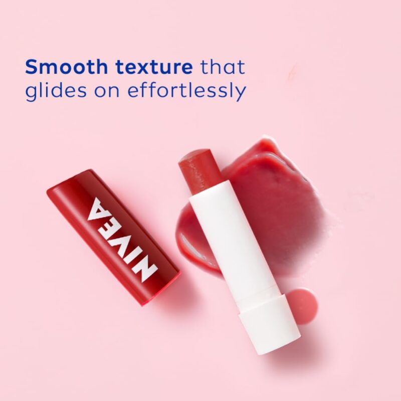 NIVEA Shine Caring Lip Balm, Pomegranate, 4.8G, Red - Image 3