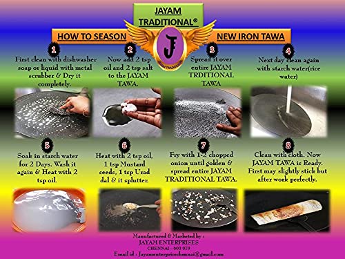 Jayam Traditional Iron Flat DOSA/CHAPATI TAWA/DOSA KALLU 1.5KG with DOSA Turner 26 cm Diameter (Black) - Image 3