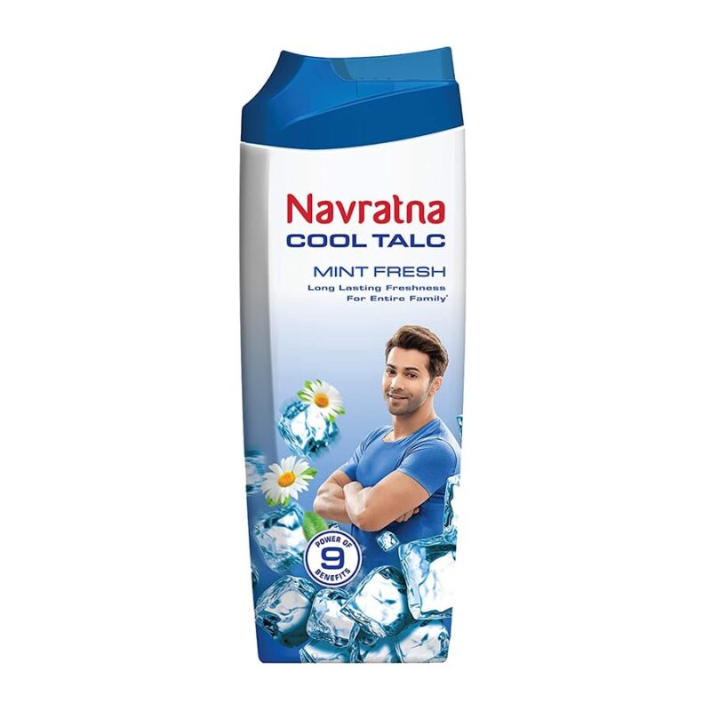 Navratna Cool Mint Fresh Talc | Instant Sweat Absorption and Cooling Effect |Body Odour Protection | Long Lasting Freshness and Fragrance, 400gm - Image 6