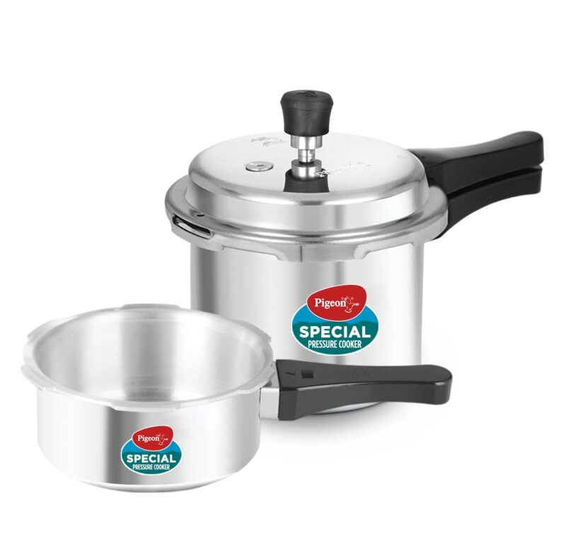 Pigeon By Stovekraft Special Aluminium Pressure Cooker Combo with Outer Lid Gas Stove Compatible 2, 3, 5 Litre Capacity for Healthy Cooking (Silver) - Image 5