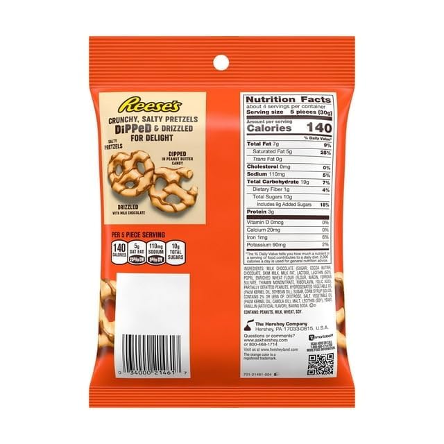 Reese.s Milk Chocolate Peanut Butter Candy Dipped Pretzels, Bag 4.25 oz 120g (Imported) - Image 4