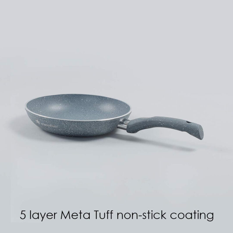 Wonderchef Granite 24 cm Non-Stick Fry Pan | 1.8 L | Grey | 5 Layer PFOA Free Non-Stick Coating | Compatible with Hot Plate, Hobs, Gas Stove, Ceramic Plate and Induction cooktop | 2 Years Warranty - Image 3