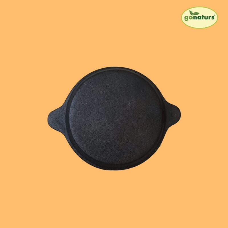 GONATURS Cast Iron Cookware-Tawa for Dosa/Fish Fry/Chapati/Roti/Naan. Dosa Tawa, Dosa Kallu, Dosa Chatti, Iron Tawa. Healthy Cast Iron tawa-Gas and Induction Compatible.(Black) 9Inch - Image 3