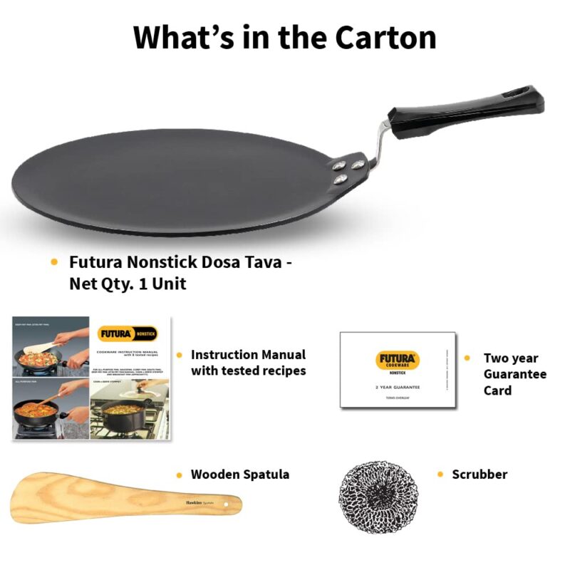 Hawkins Futura 30 cm Dosa Tava, Non Stick Dosa Tawa, Induction Dosa Tawa, Black (INDT30) - Image 2