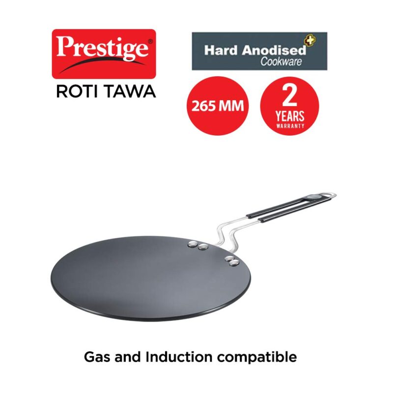 Prestige Hard Anodized Plus Roti/Chapati Tawa (Aluminium)|Wide Base with 26.5 cm|Perma Cool Handle|Gas & Induction Compatible|2 Years Warranty - Image 7