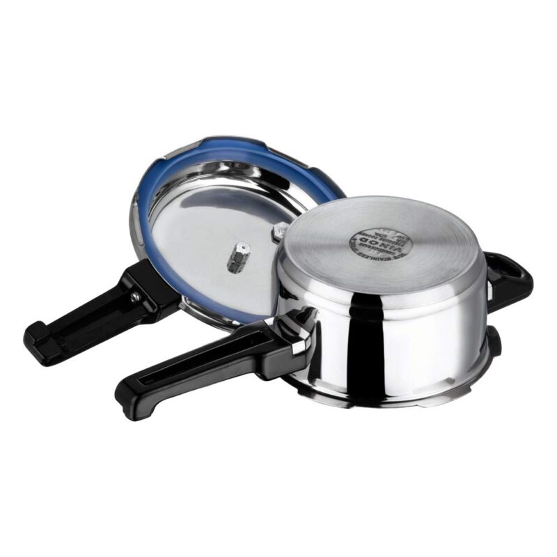 Vinod Cookware Induction Friendly Sandwich Bottom Pressure Cooker with Lid, 3-Pieces, 3 Liters, 3-Pieces, Silver - Image 5