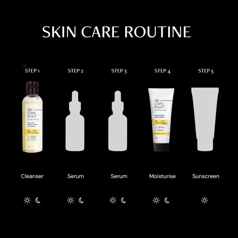 Deconstruct Daily Radiance Boosting Duo- Brightening Face Wash (100ml) + Brightening Face Moisturiser (50 g) | For Glowing and Radiant Skin | Anti Pigmentation Duo | Pack of 2 - Image 3
