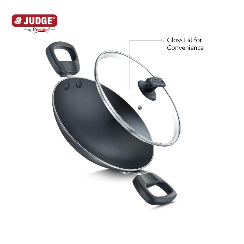 Judge by Prestige Everyday Deep Appachatty with Lid 0.8 L Capacity 20 Cm Diameter (Aluminium|Non-Stick, Black) - Image 2