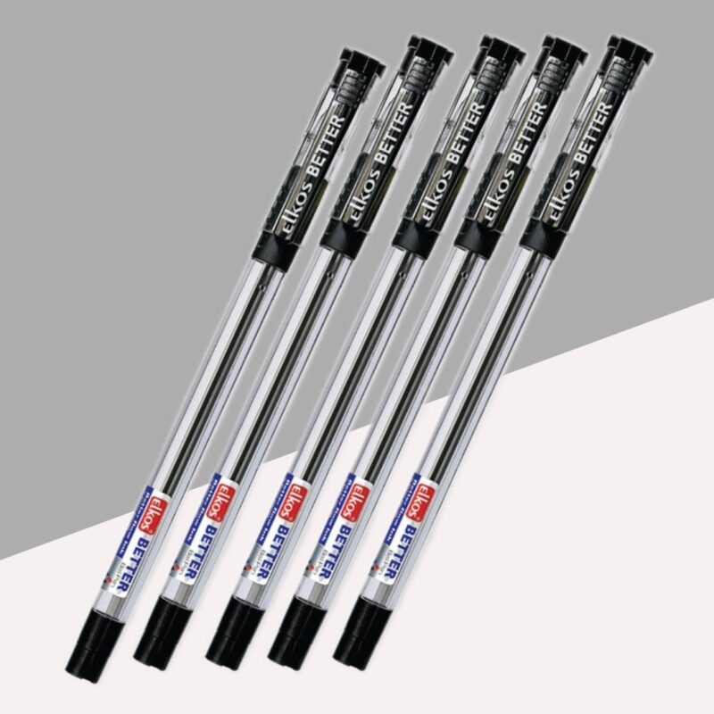 Elkos Better Ball Pen – Black ( Pack of 5 )