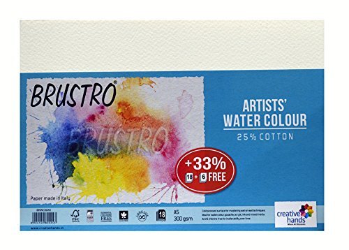 Brustro Artists' Watercolour Paper 300 GSM A5- 25% cotton CP 2 Packets (Each Packet Contains 18+6 free Sheets) - Image 3