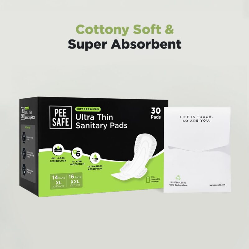 Pee Safe Ultra Thin Sanitary Pads For Women | 30 Pads- 14 XL Pads + 16 XXL Pads For Rash Free Periods | Cottony Soft Sanitary Napkins For Ultra Comfort | Dual Wings | Toxin Free | Extra Long - Image 7