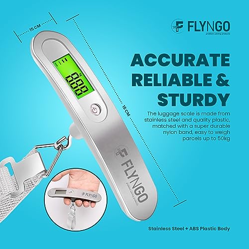 FLYNGO Weight Machine For Luggage Weighing Scale For Luggage Capable Up To 50 Kg With Lcd Display Luggage Scale For Bags, Travel, Flights, Home, Shop, Gas Cylinder (A1), Silver - Image 7