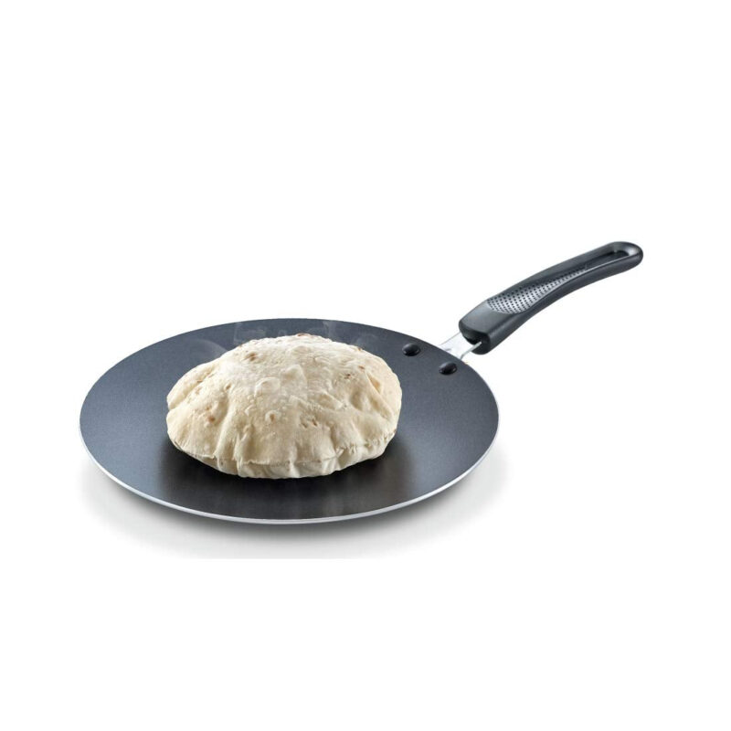 Prestige Omega Select Plus Non-Stick Concave Tawa, 28cm, Black - Image 3
