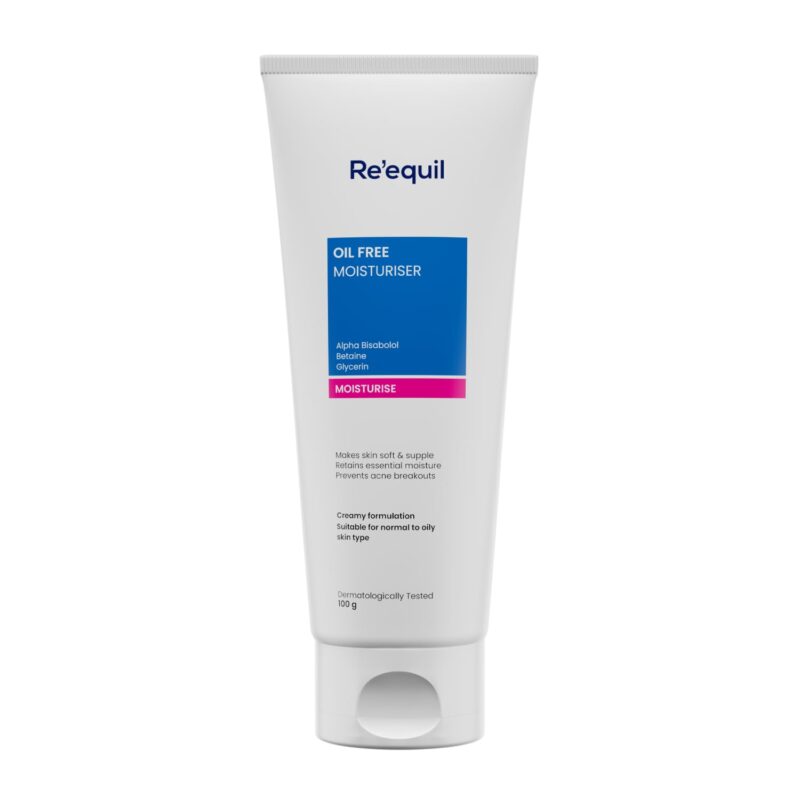 RE' EQUIL Oil Free Moisturiser | Lightweight Moisturizer For Face | Retains Essential Moisture | Prevents Acne Breakouts | Suitable For Normal, Oily & Combination Skin | 100G