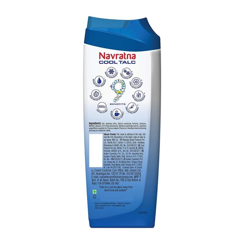 Navratna Cool Mint Fresh Talc | Instant Sweat Absorption and Cooling Effect |Body Odour Protection | Long Lasting Freshness and Fragrance, 400gm - Image 2