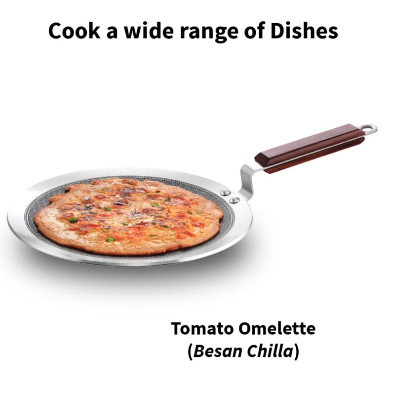 Hawkins 26 cm Paratha Tava, Triply Stainless Steel Shielded Nonstick Tawa with Rosewood Handle, Honeycomb Non Stick Induction Tawa, Silver (NSPT26) - Image 7