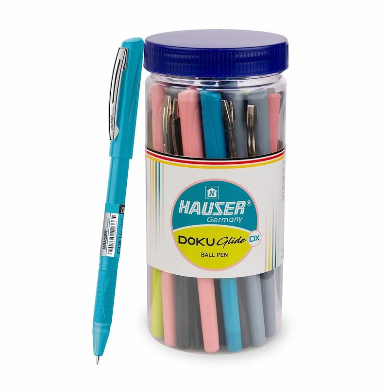 Hauser Doku Glide Ball Pen - Blue Ink, Jar Set of 25