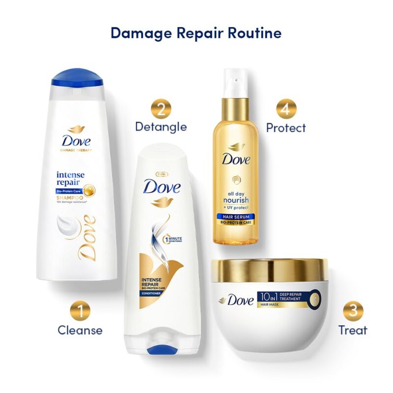 Dove Intense Repair Shampoo For Dry & Damaged Hair, 1 Ltr - Image 2