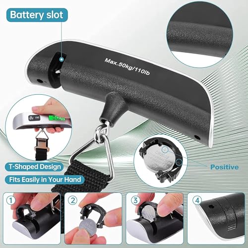 COOFANDY Portable Handy Pocket Smile Mini Electronic Digital Luggage, Hanging Scale with Backlit LCD Display, Travel Weight, Portable Weighing Scale with Hook, Temperature Sensor Battery Included - Image 5