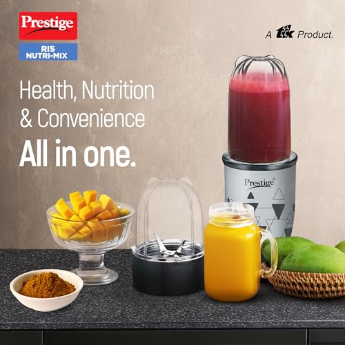 Prestige Iris Nutri-Mix 350W Mixer Grinder with 2 Multipurpose Jars|Compact Design|Dual Safety Inter-Lock System|Extra Lids for Storage|Back & Grey - Image 8