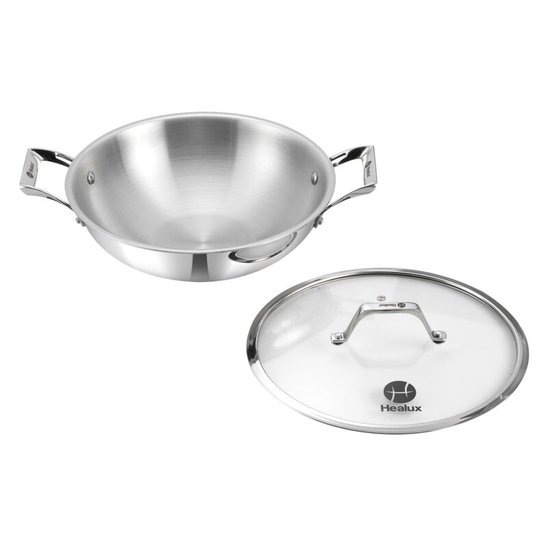 Healux 28cm Tiana Triply Wok with Glass Lid - 3.5L - Image 7
