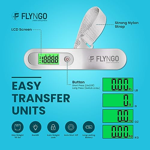 FLYNGO Weight Machine For Luggage Weighing Scale For Luggage Capable Up To 50 Kg With Lcd Display Luggage Scale For Bags, Travel, Flights, Home, Shop, Gas Cylinder (A1), Silver - Image 6