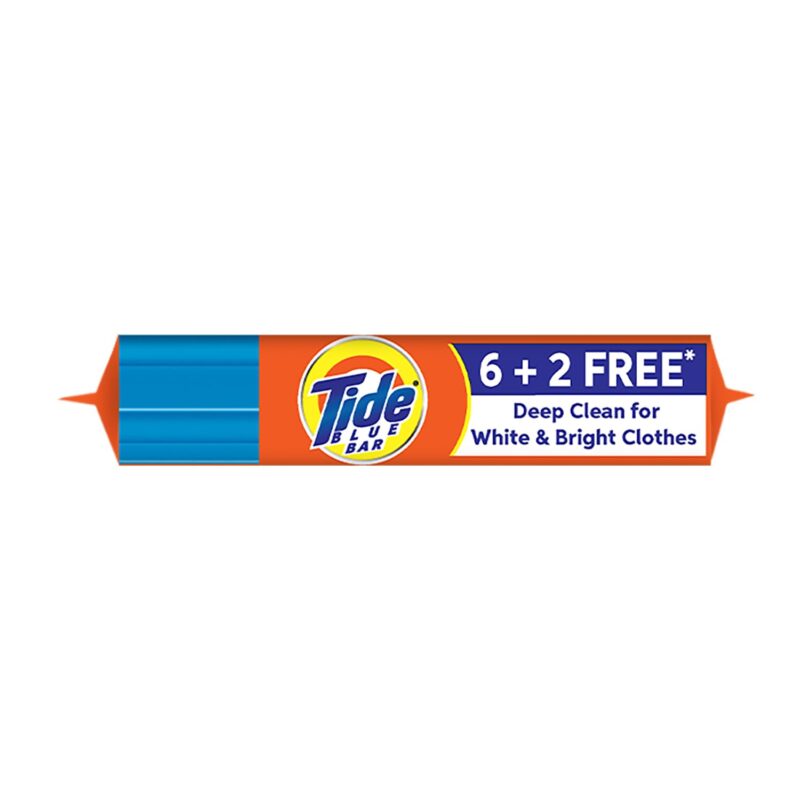Tide Blue Detergent Bar Soap, Super Value Pack of 8 Bars, Removes Tough Stains, 1.6 kg - Image 7