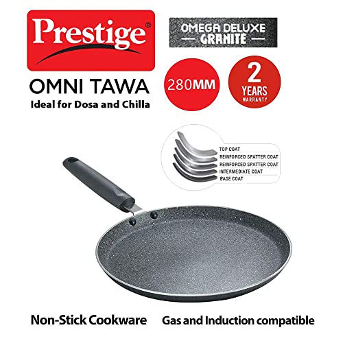 Prestige Omega Deluxe Granite Dosa Tawa, 280 mm, Black, Nonstick Aluminium - Image 8