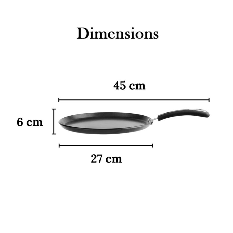 Vinod Hanos Hard Anodised Non Stick Dosa Tawa - 27 cm| 5.25mm Thick | 5X Long Lasting Tawa | Soft Touch Handle | Metal Spoon Friendly | Induction & Gas Base | 2 Year Warranty - Image 2