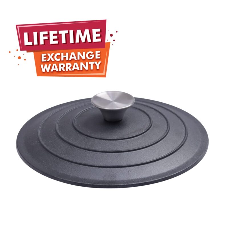 Forza Pre-Seasoned Cast-iron Kadhai Lid, 24cm - Image 2