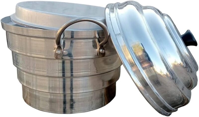 Idli Maker Aluminium Idli-Dhokla Streamer/Maker (18 Idli)(1 Pot, 1 Lid, 4 Idli Plates, 2 Dhokla Plates, 1 Steamer Plate) - Idli Cooker | Idli/Dhokla/Momos Maker Is Made Of Heavy Quality Aluminium with stainless steel Handle - Image 4