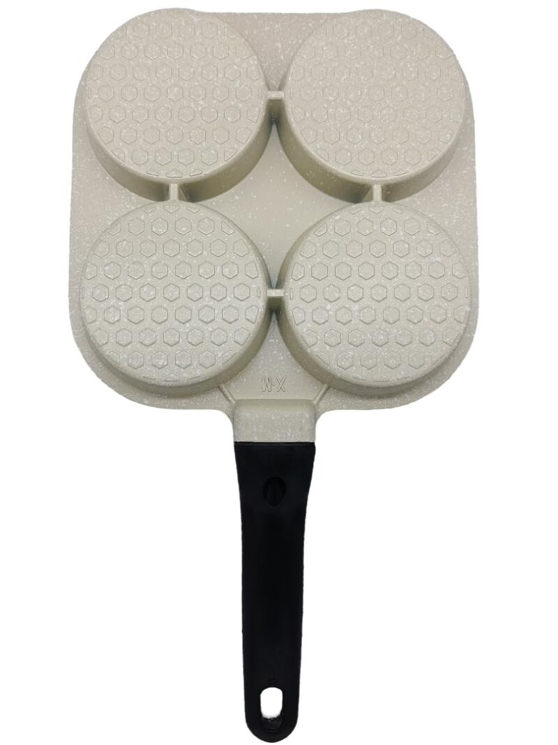 SCAMA 4 Cups Egg Pan Omelette Pan Frying Pan Crepe Pan Granite Egg Cooker Breakfast Pancakes Pan Suitable for Gas Stove Cookware (White) (Model : SYNMORE) - Image 8