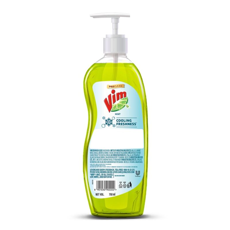 Vim Dishwash Anti Smell Liquid, Pudina, 750 ml (VIMV100) - Image 6