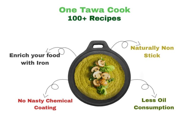 PRAGANIYA COOKWARES TAWA Cast Iron Dosa/Dosa kallu 10 inch Pre-Seasoned Black - Image 4