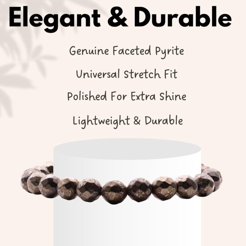 Plus Value Pyrite Bracelet for Men & Women Money Magnet Abundance Wealth Healing Crystal Stone Bracelet (Beads Size: 8mm, Jute Bag) - Image 8