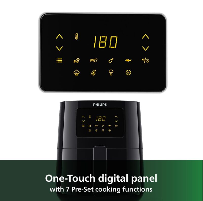 PHILIPS Digital Air Fryer HD9252/90 with Touch Panel, uses up to 90% less fat, 7 Pre-set Menu, 1400W, 4.1 Liter, with Rapid Air Technology (Black), Large - Image 4