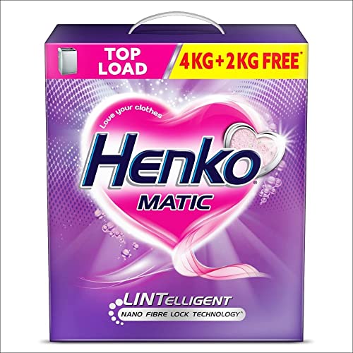 Henko Matic Top Load Detergent Powder 4KG + 2KG | Laundry Detergent Powder For Effectively Removes Tough Stains | Top Load Detergent Powder with Nano Fibre Lock Technology (4KG + 2 KG)