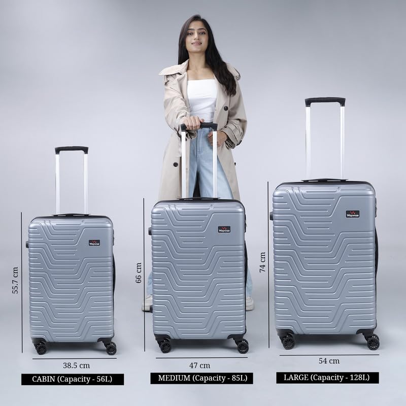 WAYWISE ScaleX Checkin Luggage|India's First Built in Weighing Scale Handle| M-65cm|TSA Lock | Poly-Carbonate Hardsided Anti-Scratch| 8 Wheel Luggage |with Laundary Bag |5 Years Warranty (Silver) - Image 3