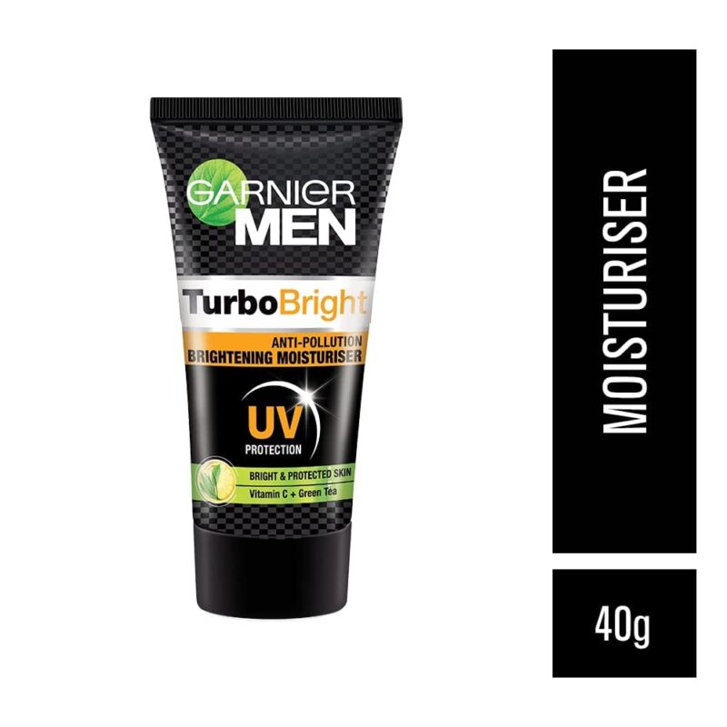 Garnier Men, Face Wash, Brightening & Anti-Pollution, TurboBright Double Action, 300 g (pack of 2) & Moisturiser, Brightening and Anti-Pollution, TurboBright, 40 g - Image 2