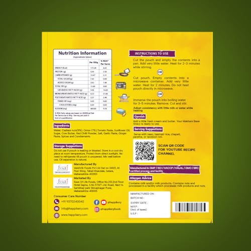 Happikery Makhani All-Purpose Masala Gravy Base 1kg (Veg Mix, Upto 5-7 Servings)| Ready to Cook Gravy Paste with Blended Spices| No Preservatives or Artificial Colors| Indian and Mughlai Delicacies | Ready in 3 min - Image 4