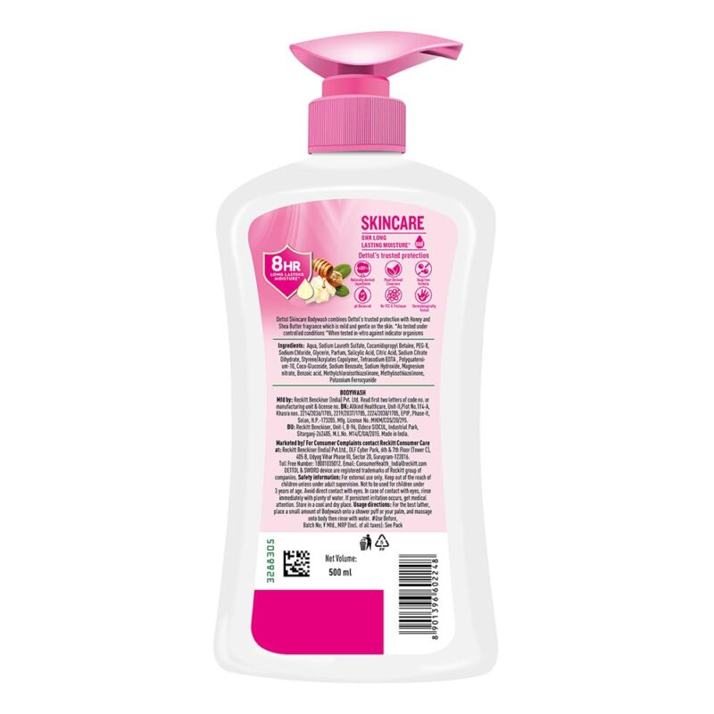 Dettol Body Wash and Shower Gel for Women and Men, Skincare - 500ml each | Soap -Free Bodywash | 8h Moisturization - Image 2