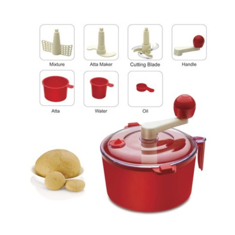 Suzec Plastic Atta Dough Maker with Beater, Chop & Churn 2 in 1 for Kitchen - Made in India (Multicolor) (2011) - Image 4