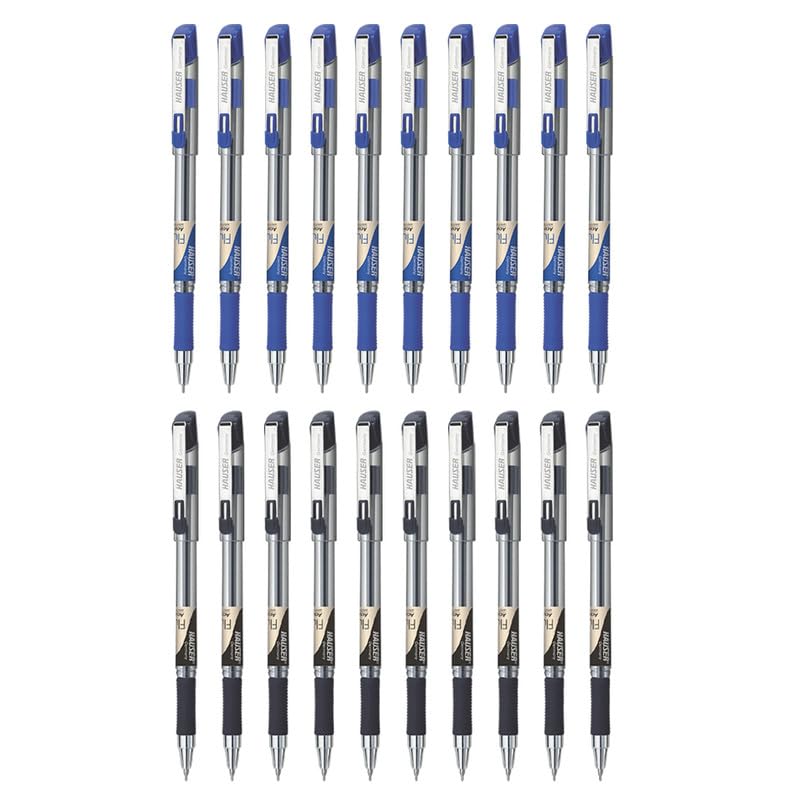 Hauser Fluidic 0.55 mm Ball Pen Combo Pack, 10 Blue & 10 Black Ink, Pack of 20