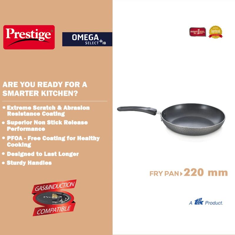 Prestige Omega Select Plus 20cm Non-Stick Fry Pan | Gas & Induction Compatible | Scratch Resistant & Metal Spoon Friendly | Sturdy Handles - Image 4