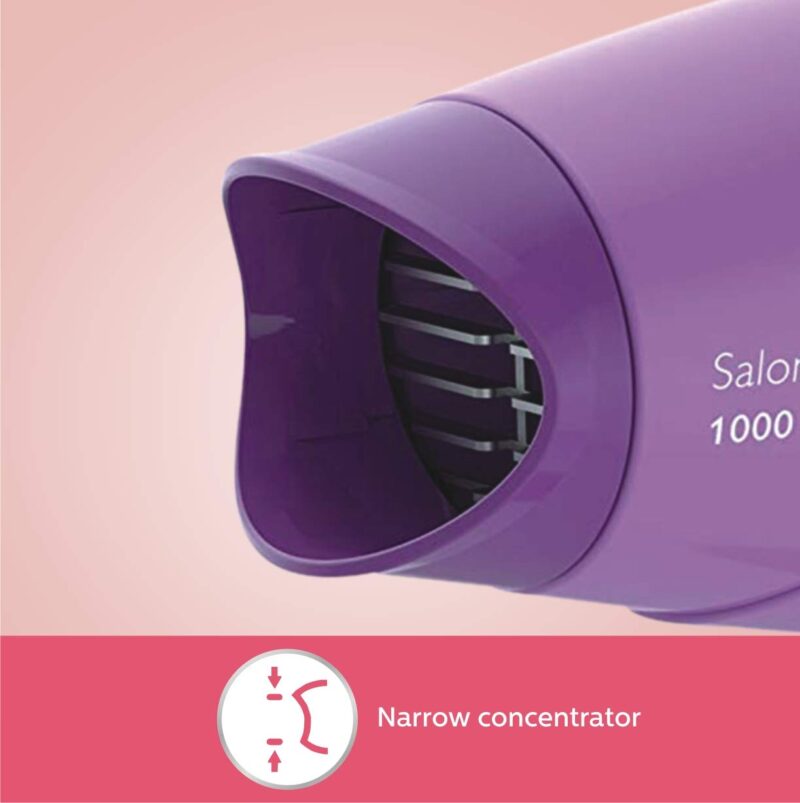Philips HP8100/46 Compact Hair Dryer| 2 Flexible heat setting| ThermoProtect prevents overhearting | 1000 Watts- Purple - Image 3
