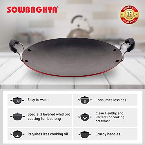 SOWBAGHYA Non Stick Concave Multi Tawa - 3.2mm Thickness (30cm Dia, Black) | Non-Stick Induction Friendly Concave Tawa | for Dosa, Roti, Chapati Tawa | Residue Free - Image 6