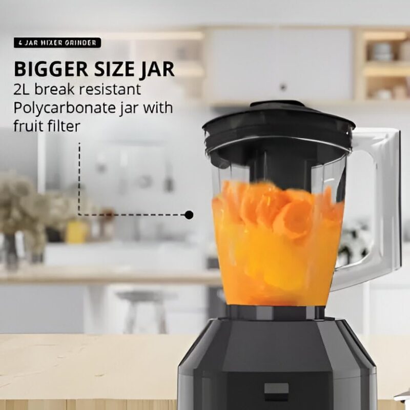 Havells Hexo Plus 1100 watts 4 Jar Mixer Grinder I 2.5 Kg Double Ball Bearing Copper Motor I 22000 RPM I 100 Minutes Run Time I Metal Teeth Coupler & Jar Base IPolycarbonate Jar, Lids with Lock - Image 2