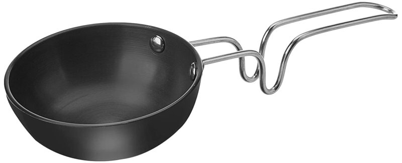 Cook Hard Anodized Tadka Pan, 12 cm, Dark Grey | Vaghar Pan | Chounk Pan | Baghar Pan | Flame Safe | Gas Stove Safe | Stainless Steel Wired Handle | Scratch Resistant - Image 2